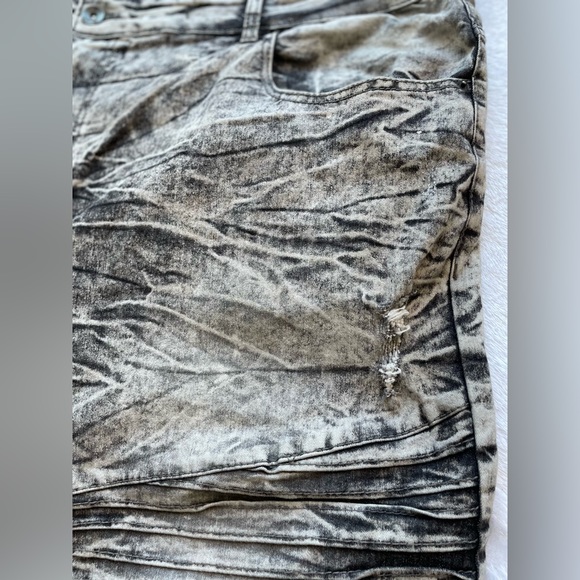 Sp Essentials Men's Stretch Black Grey Chino Acid Wash Shorts Size 48 - Picture 2 of 6